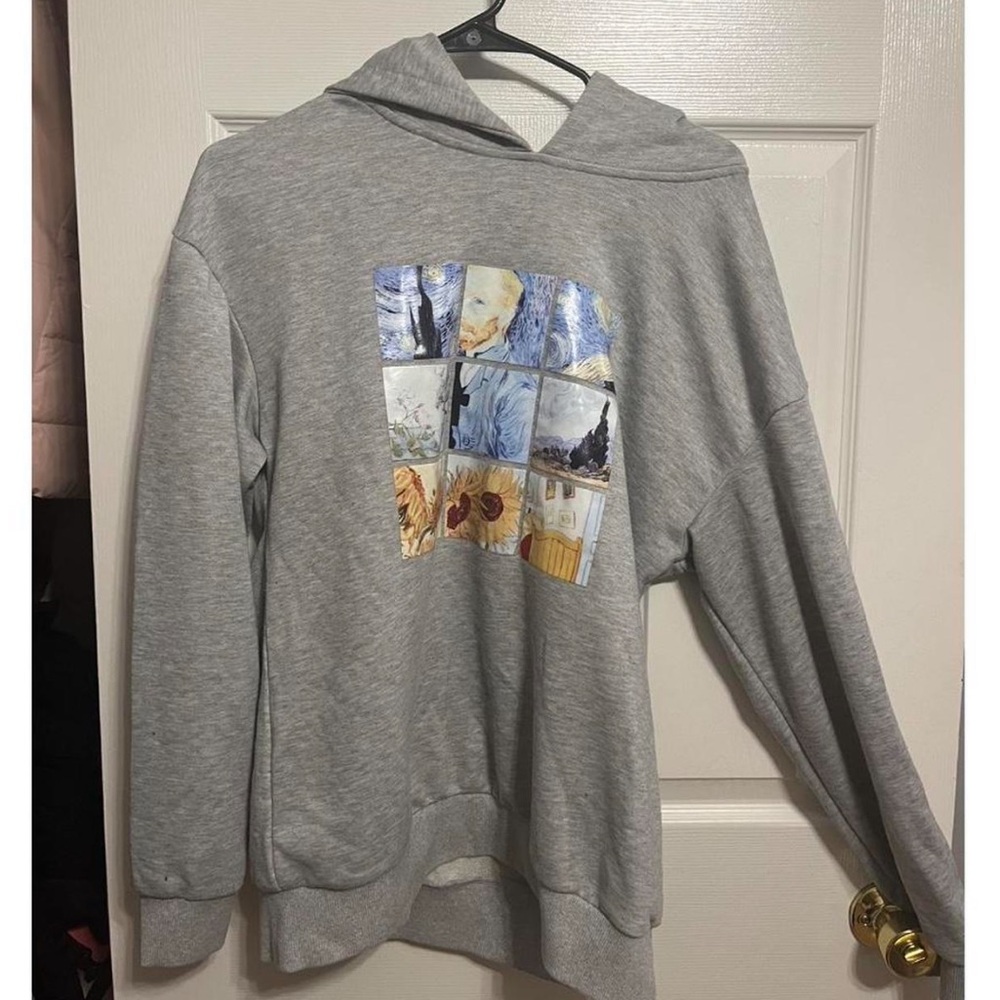SHEIN Oil Painting Grey Hoodie